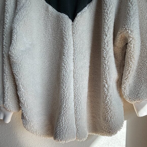 Free People Fall To Rise Fleece Quarter Snap Sweater Ivory Green Size L - Picture 10 of 10